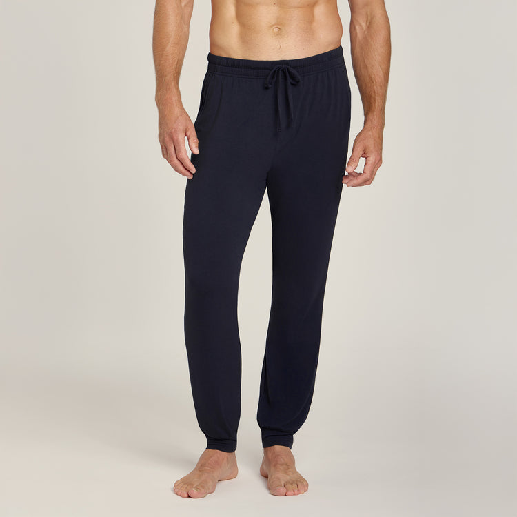 Men wearing Navy Pajama Pants
