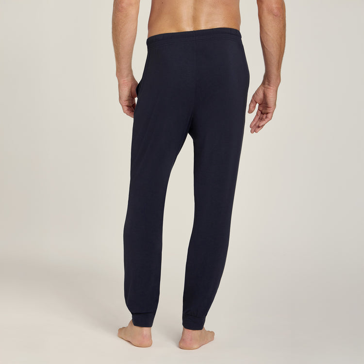 Men wearing Navy Unisex Pajama Pants