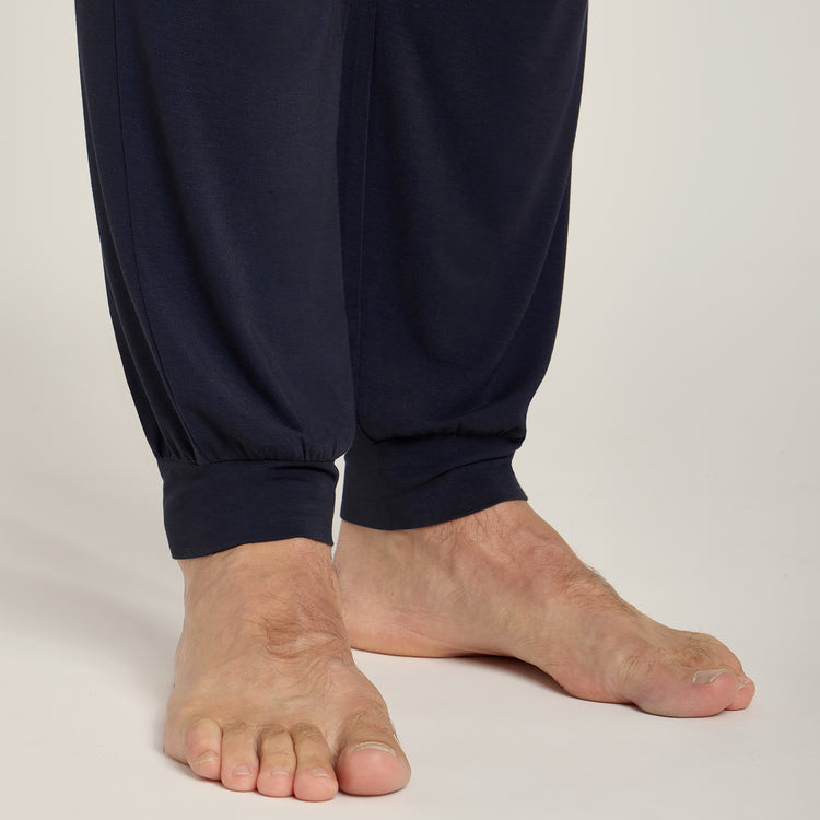 Men wearing Navy Pajama Pants