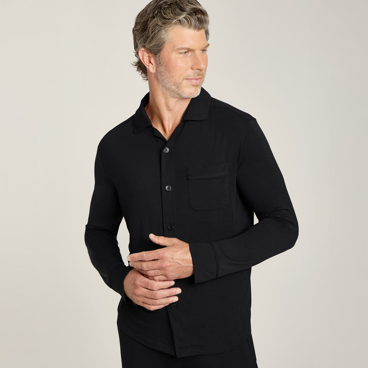 Men wearing Black Pajama Shirt