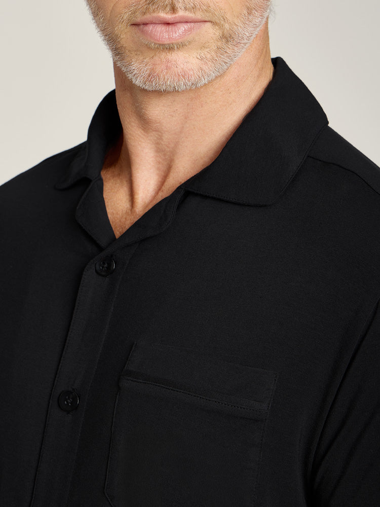 Men wearing Black Unisex Pajama Shirt