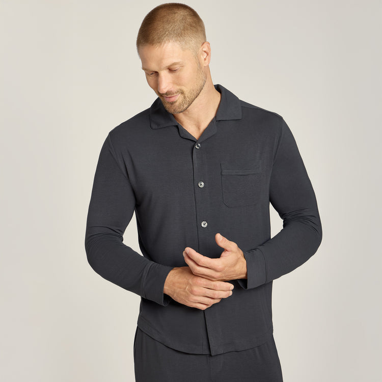 Men wearing Dark Gray Pajama Shirt