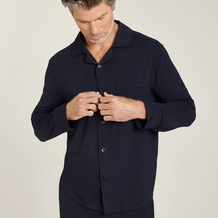 Men wearing Navy Pajama Shirt