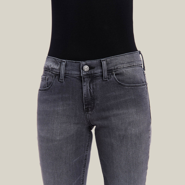 Women wearing Bleu Graphite Allen Mid Rise Slim Straight Jeans
