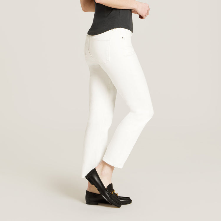 Women wearing White Mid Rise Slim Straight Lloyd