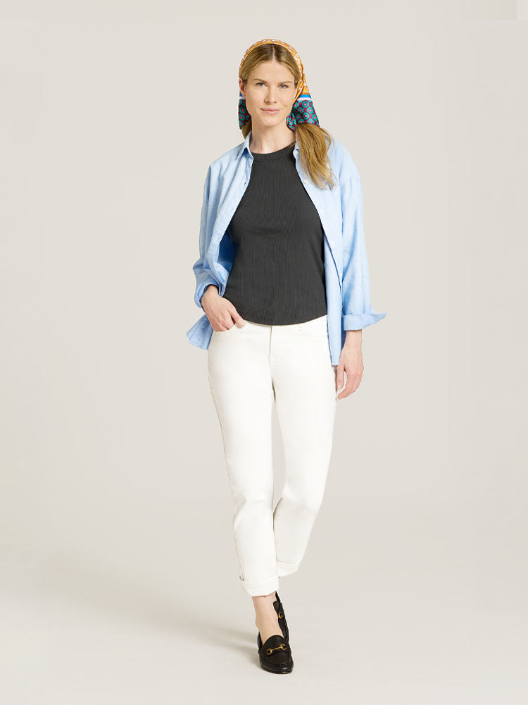 Women wearing White Mid Rise Slim Straight Lloyd