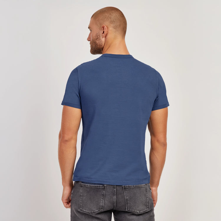 Men wearing Graphite Blue Classic Crew Driggs Tee
