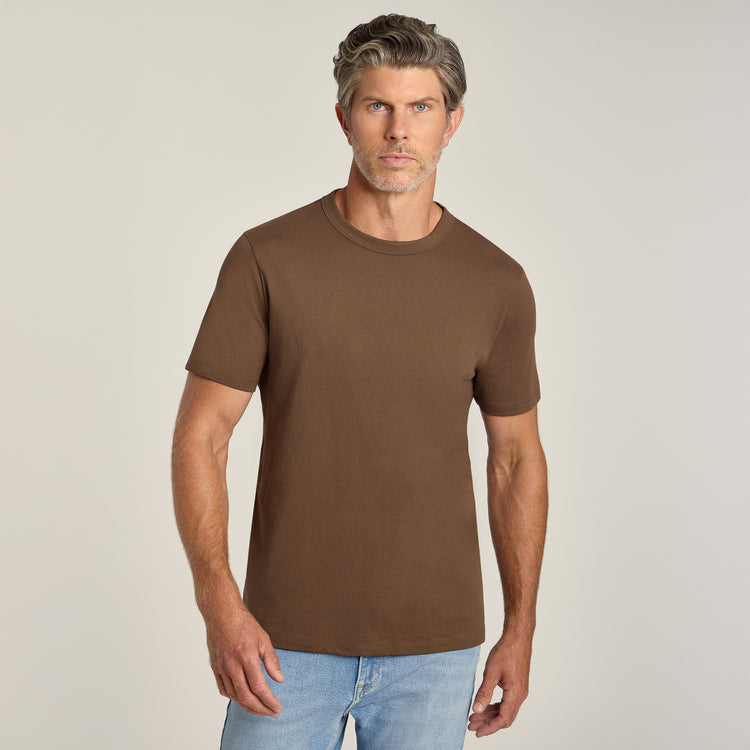 Men wearing Walnut Classic Crew Driggs Tee