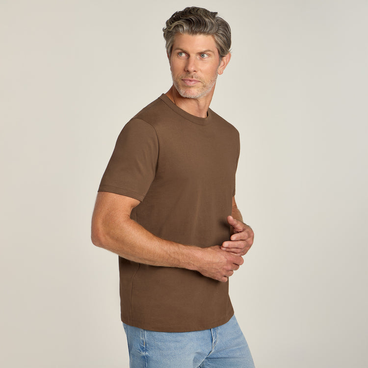 Men wearing Walnut Classic Crew Driggs Tee