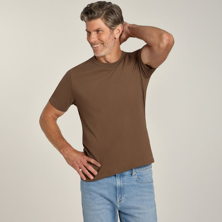 Men wearing Walnut Classic Crew Driggs Tee