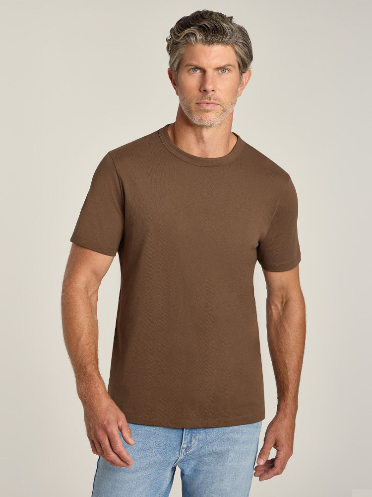Men wearing Walnut Classic Crew Driggs Tee