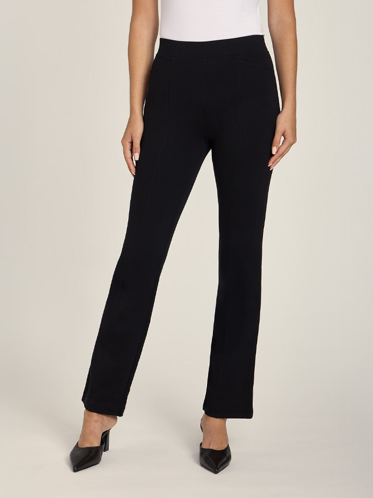 Women wearing Black Slim Knit Pant