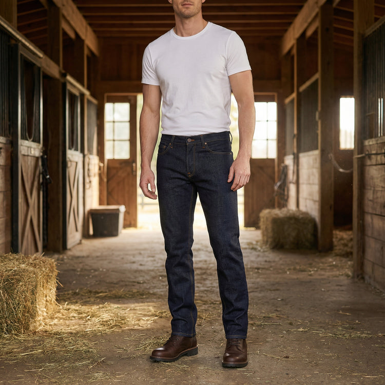 Men wearing Dark Blue Straight Crosby Jeans