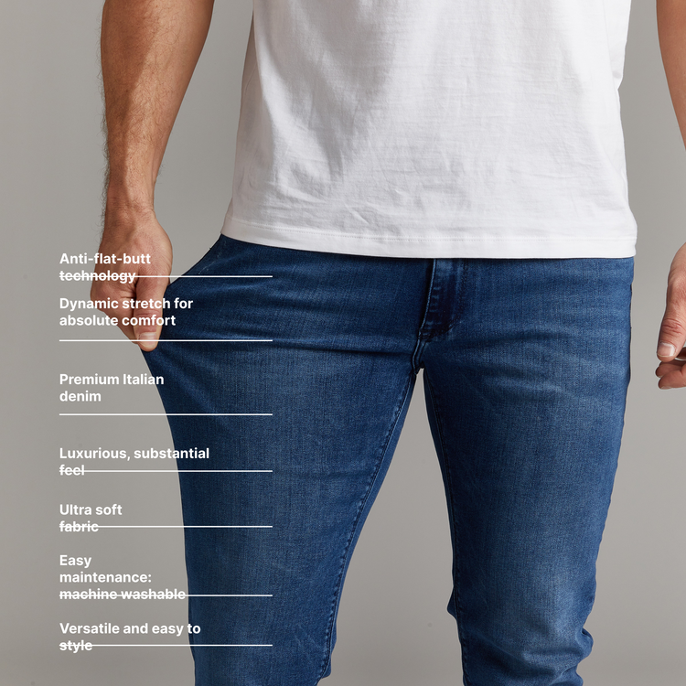 Men wearing Medium/Dark Blue Straight Staple Jeans