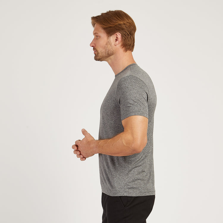 Men wearing Heather Gray Tech Tee