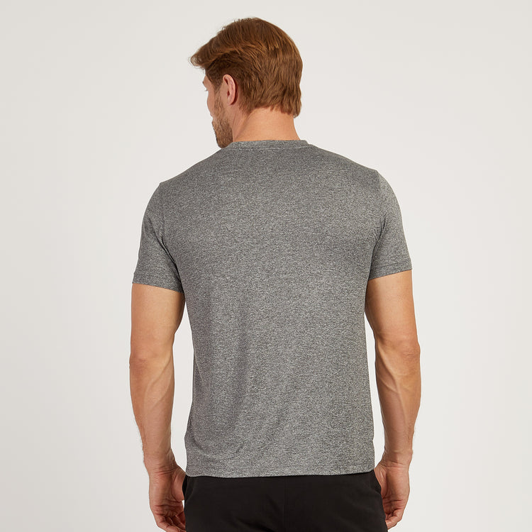 Men wearing Heather Gray Tech Tee