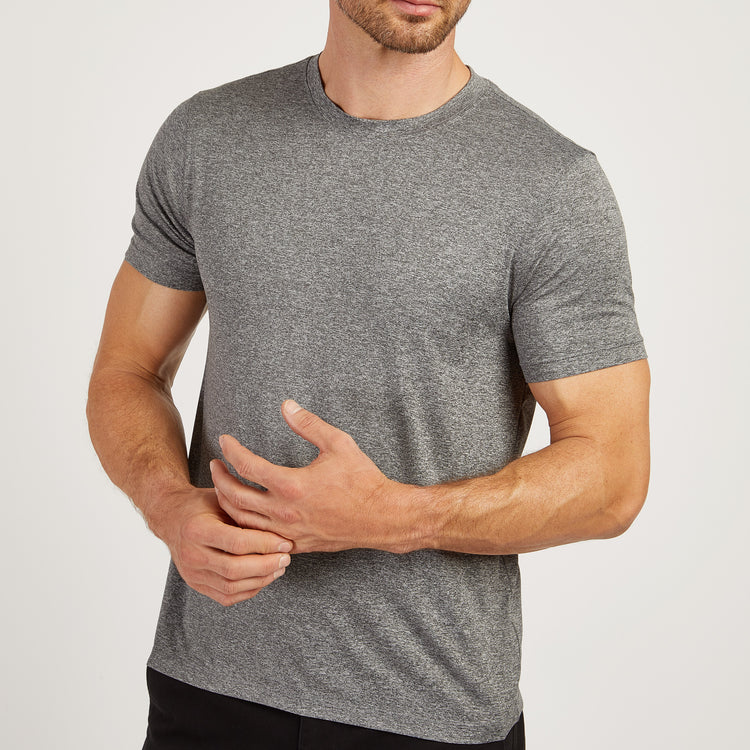 Men wearing Heather Gray Tech Tee