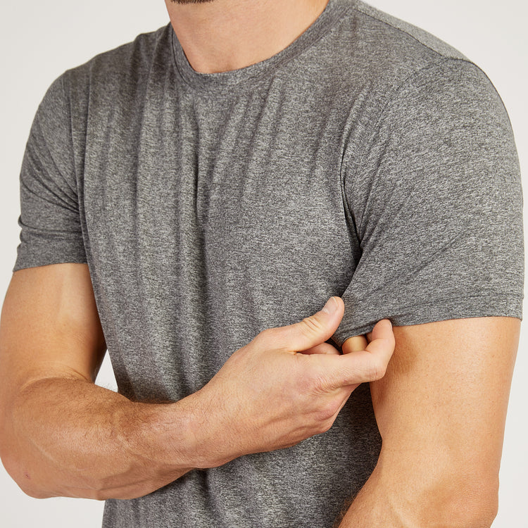 Men wearing Heather Gray Tech Tee