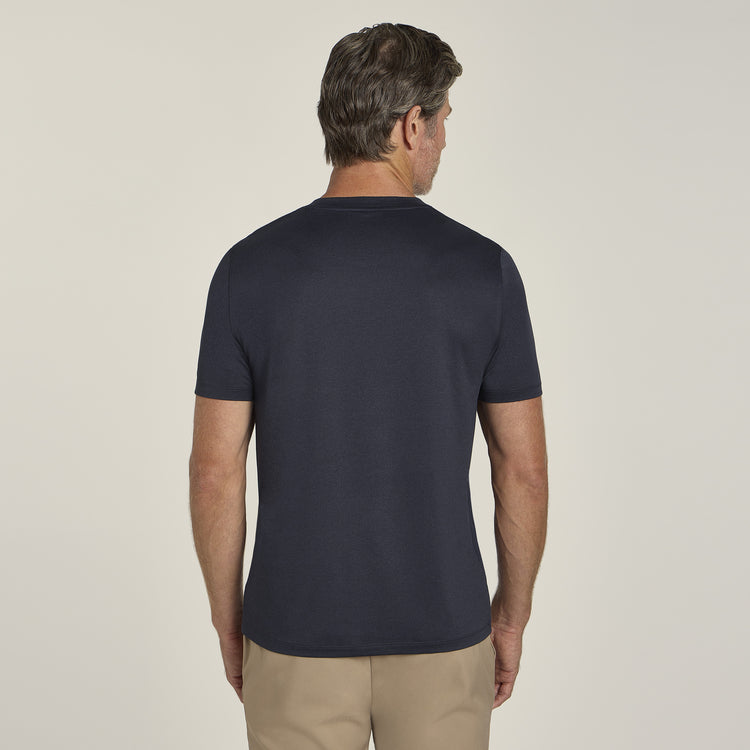 Men wearing Navy Heather Tech Tee