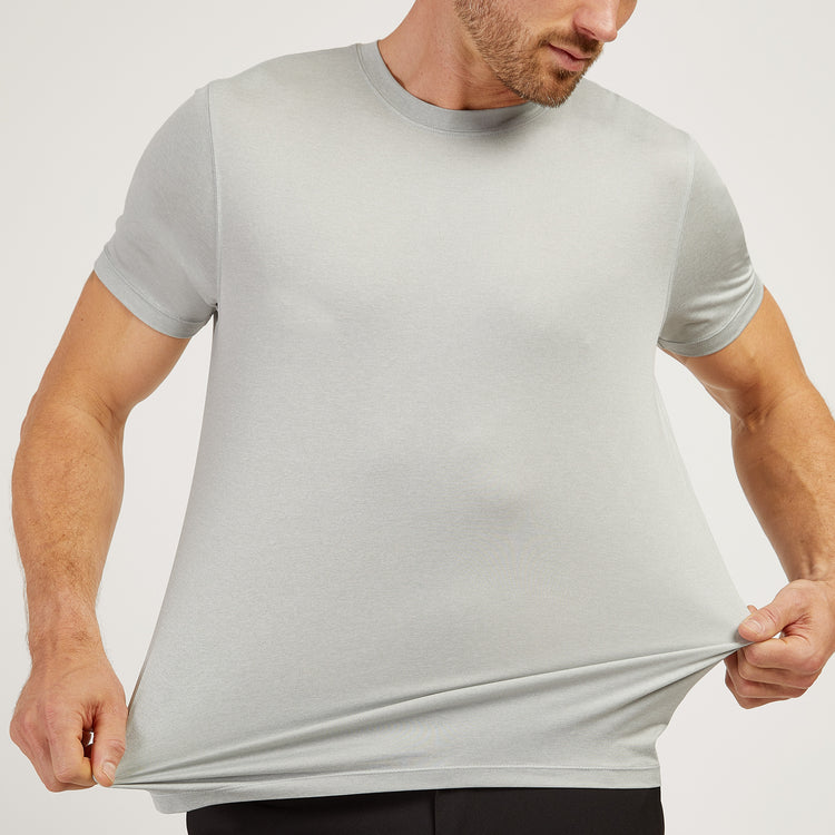 Men wearing Sea Salt Heather Tech Tee