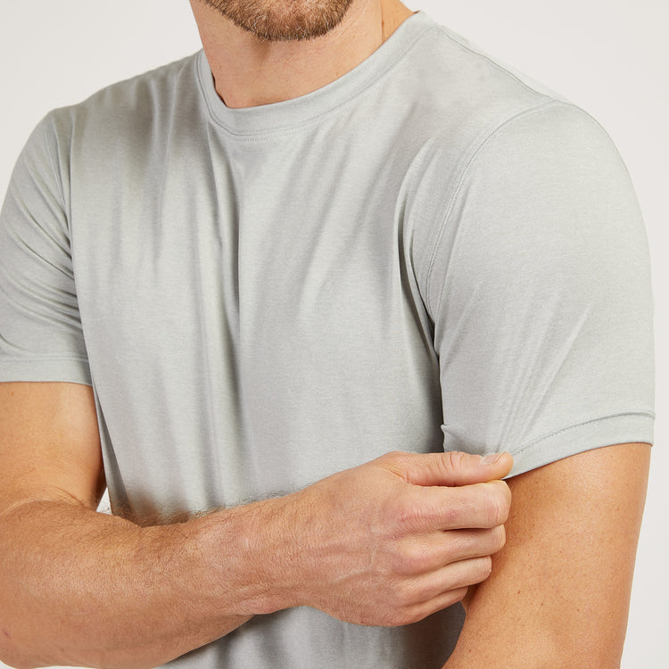 Men wearing Sea Salt Heather Tech Tee