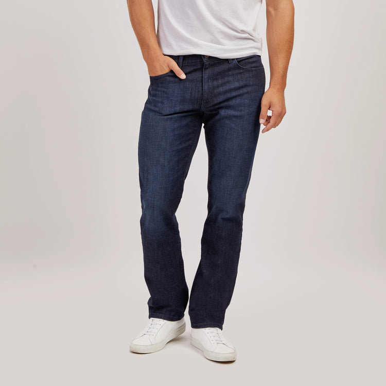 wearing Medium/Dark Blue Straight Crosby Jeans - Pre Order