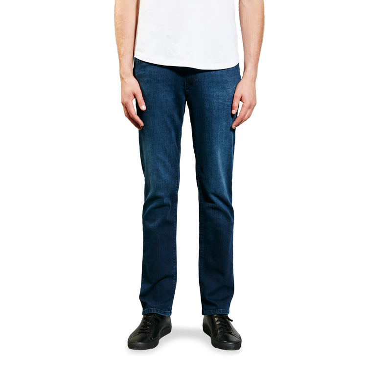 Men wearing Medium/Dark Blue Straight Staple Jeans