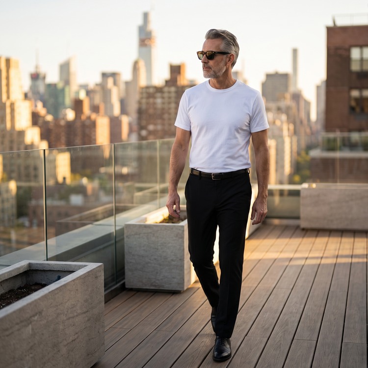 Men wearing Blanc Classic Crew Driggs Tee