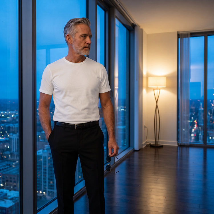 Men wearing Blanc Classic Crew Driggs Tee