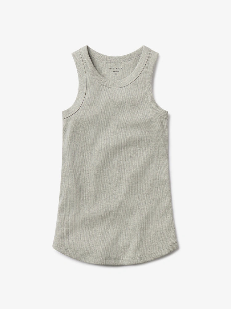 Women wearing gris jaspeado Rib Tank