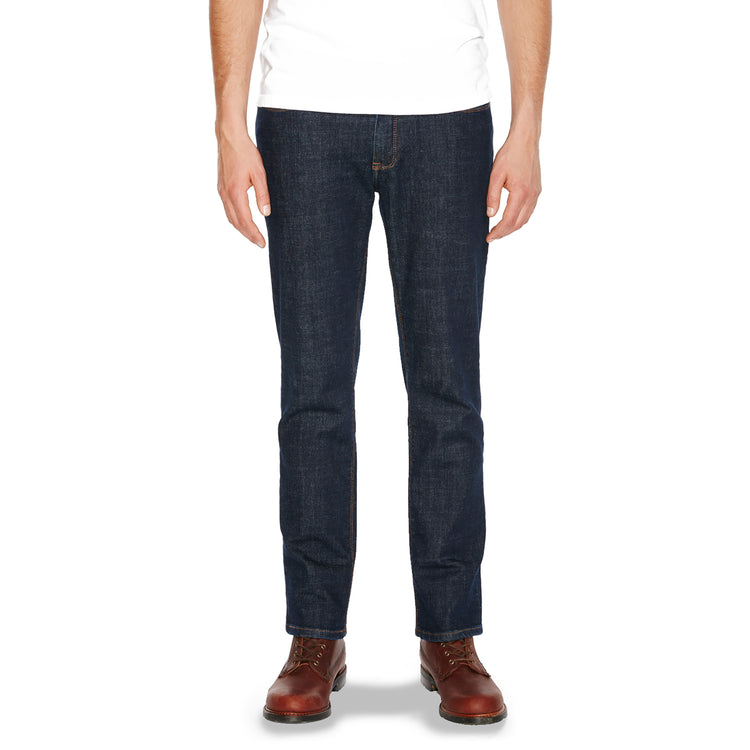 Men wearing Dark Blue Straight Wooster Jeans