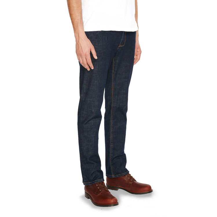 Men wearing Dark Blue Straight Wooster Jeans