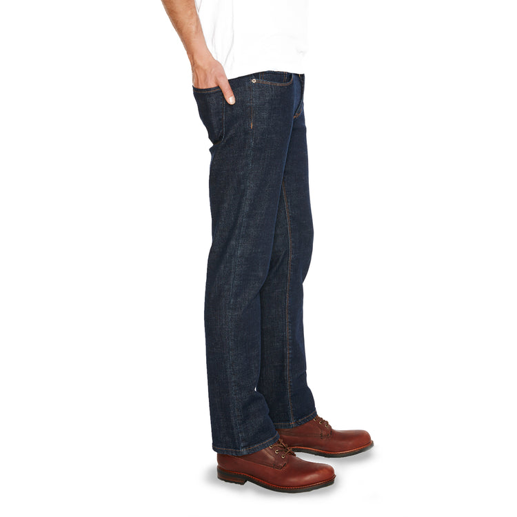 Men wearing Dark Blue Straight Wooster Jeans