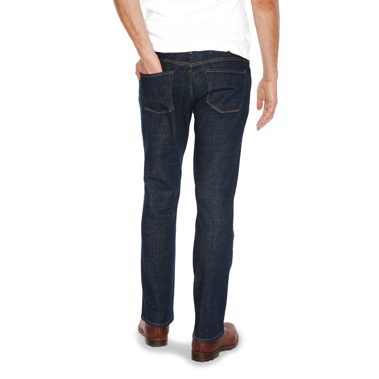 Men wearing Dark Blue Straight Wooster Jeans