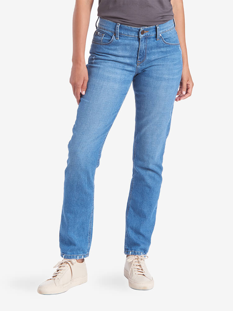 Women wearing Light Blue Slim Straight Charlton Jeans