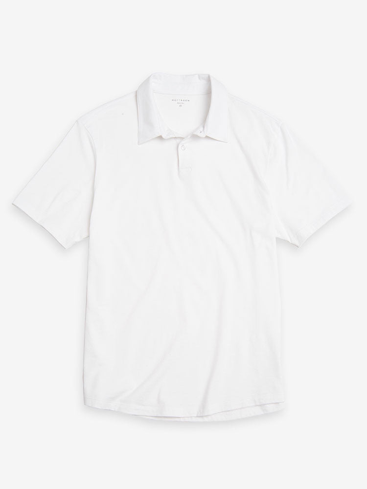 Men wearing White Jersey Sueded Polo