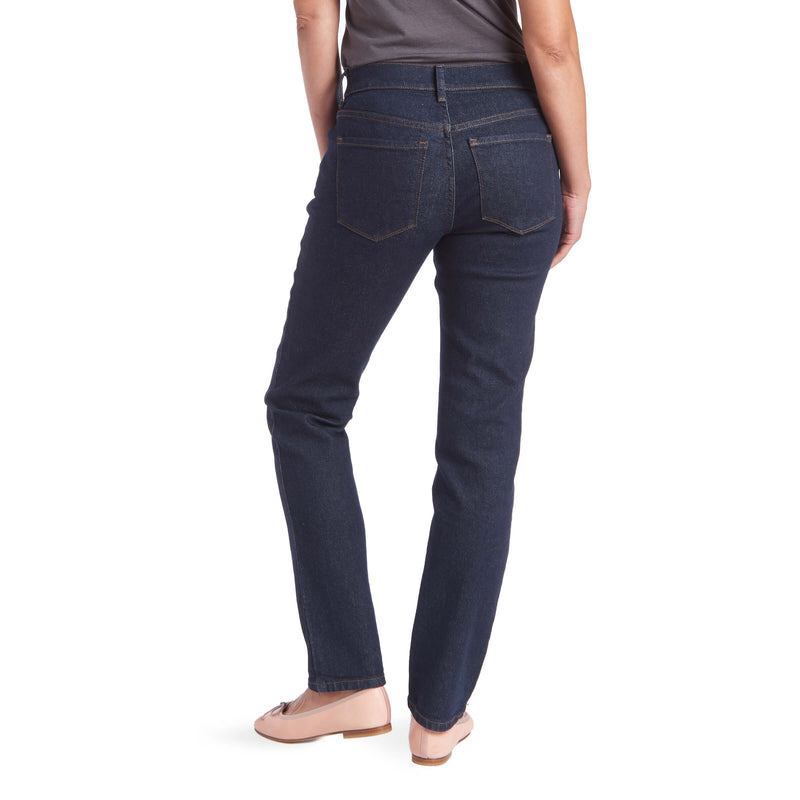 Women wearing Dark Blue Slim Straight Grand Jeans