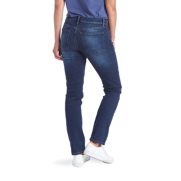 Women wearing Medium/Dark Blue Slim Straight Grand Jeans
