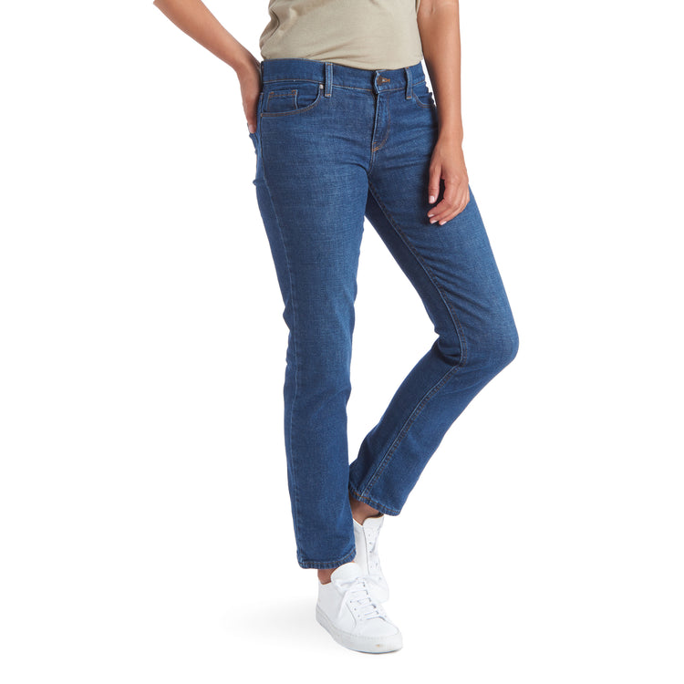 Women wearing Medium/Dark Blue Slim Straight Charlton Jeans