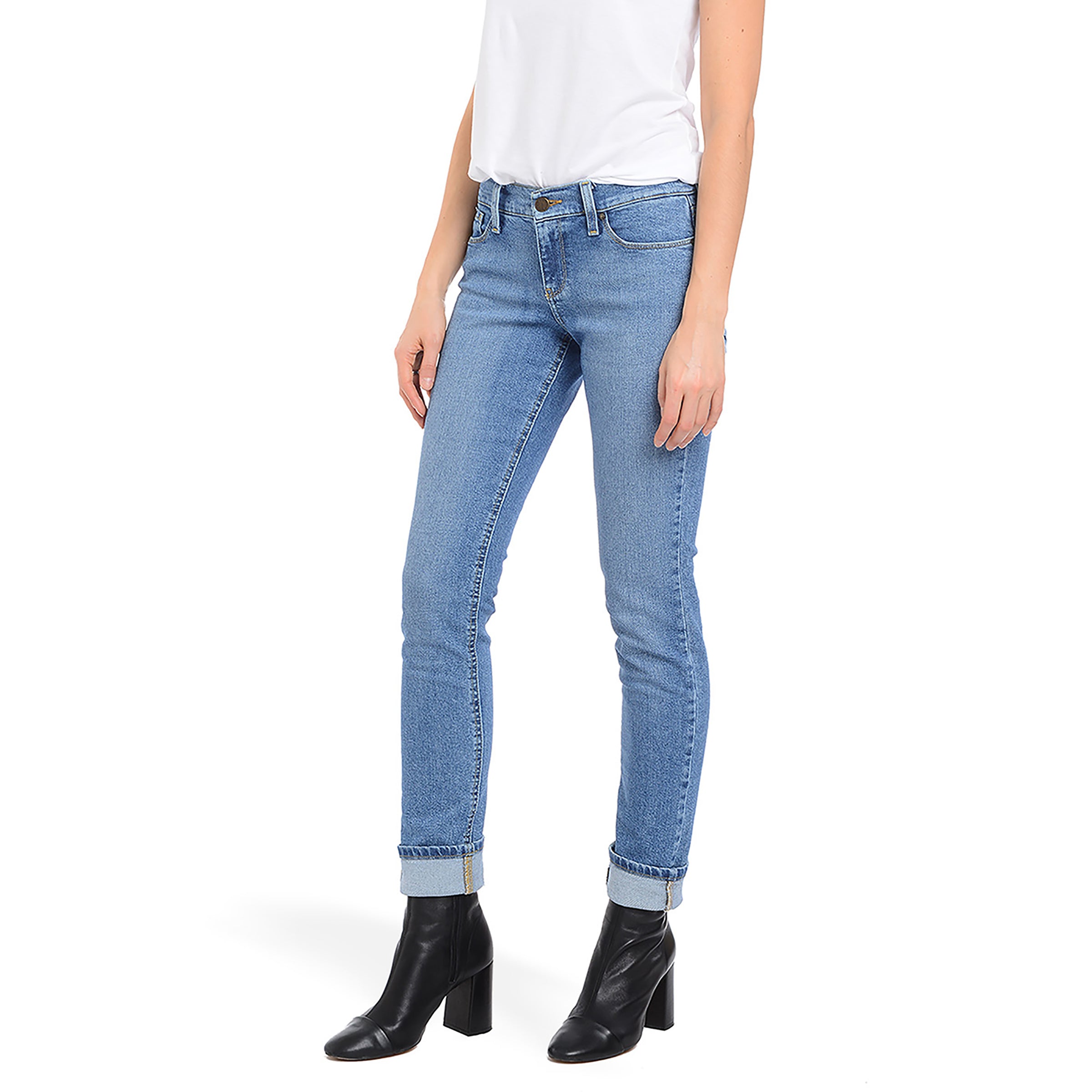 Women wearing Light Blue Slim Straight Benson Jeans