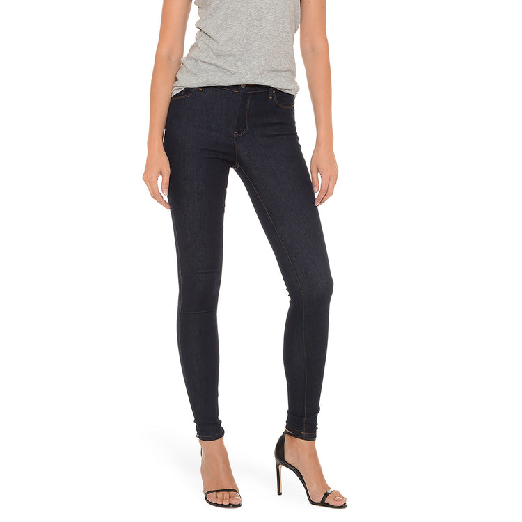 Women wearing Dark Blue Matte High Rise Skinny Grove Jeans