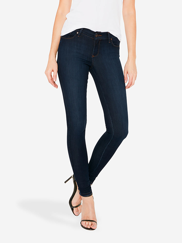Women wearing Faded Medium/Dark Blue Mid Rise Skinny Jane Jeans