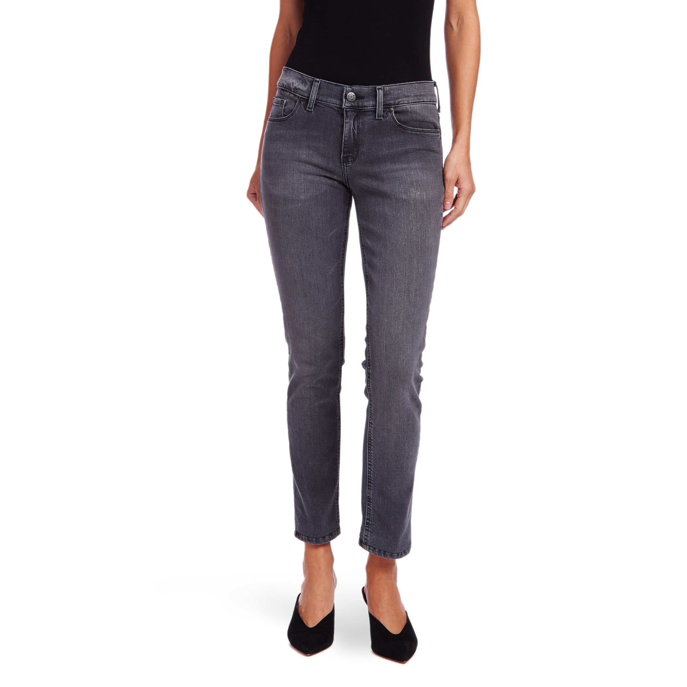 Women wearing Gray Slim Straight Allen Jeans