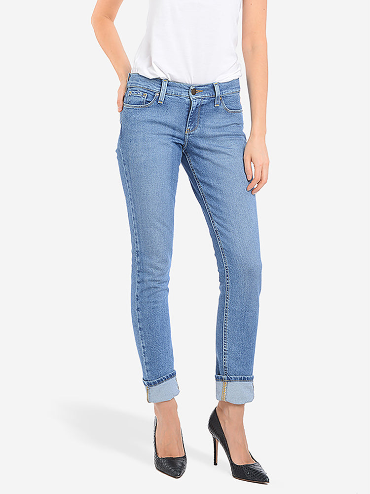 Women wearing Light Blue Slim Straight Benson Jeans
