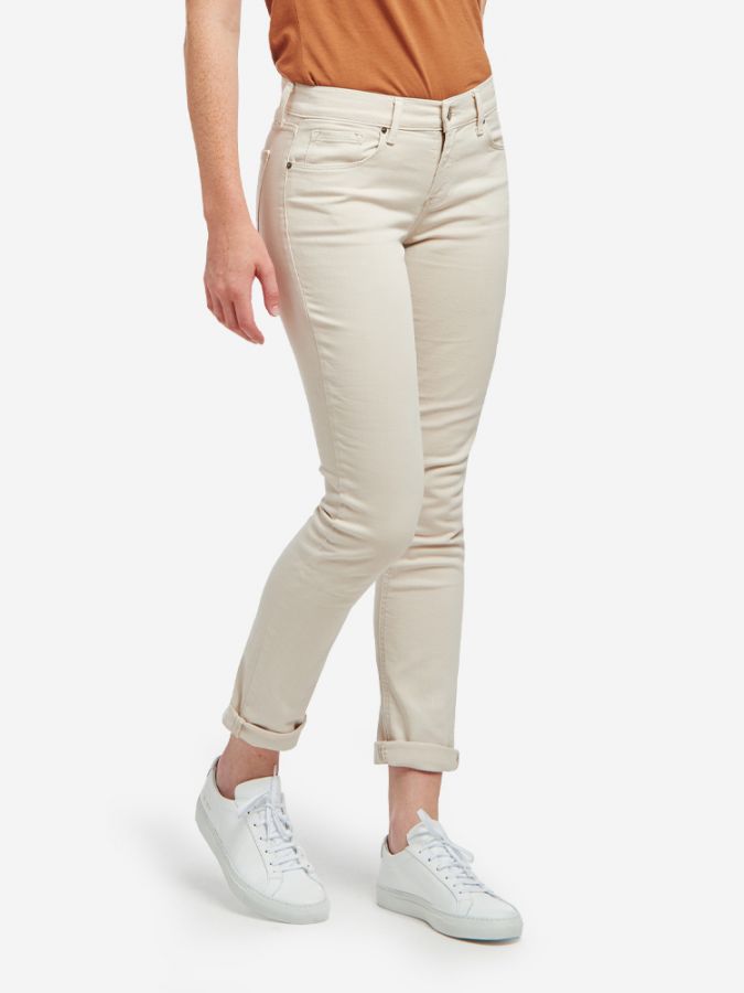 Women wearing Light Beige Slim Straight Mercer Jeans
