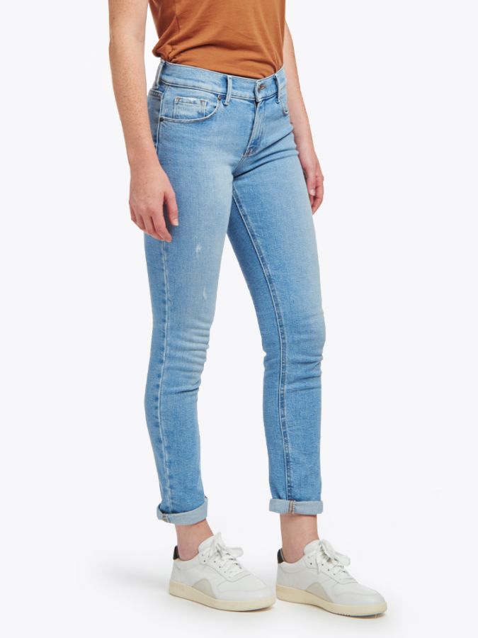 Women wearing Light Blue Slim Straight Hubert Jeans