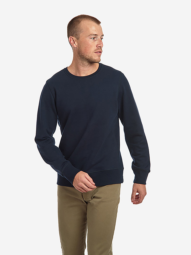 Men wearing Navy The French Terry Sweatshirt Hooper