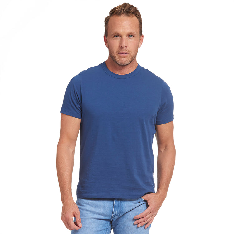 Men wearing Baltic Blue Classic Crew Driggs Tee
