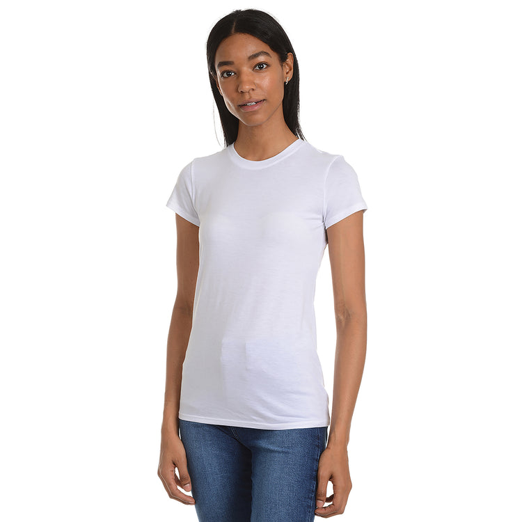 Women wearing White Fitted Crew Marcy Tee