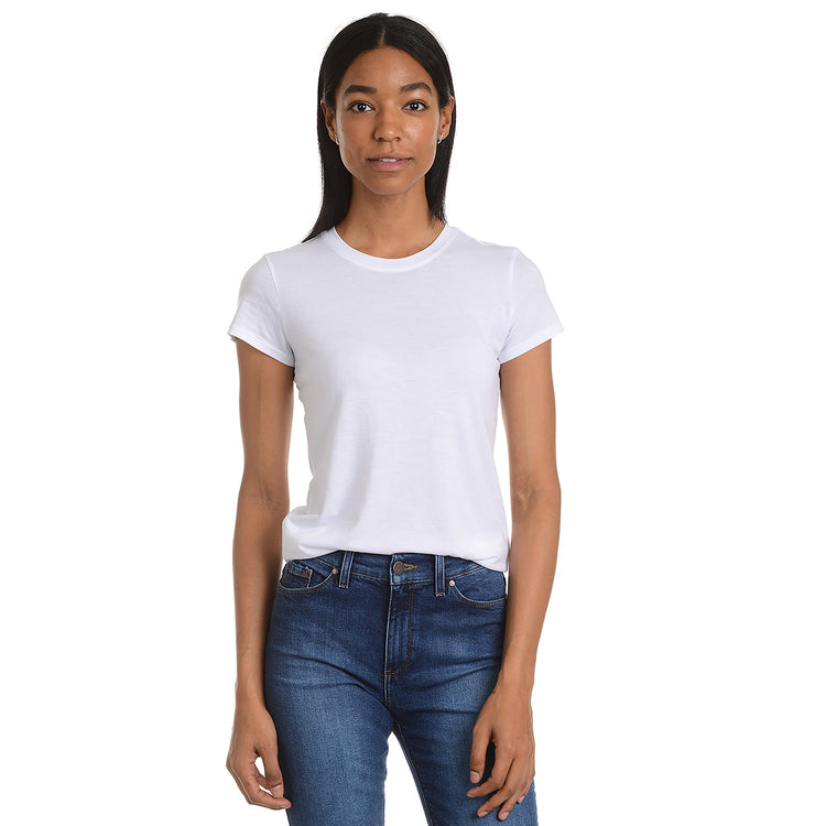 Women wearing White Fitted Crew Marcy Tee